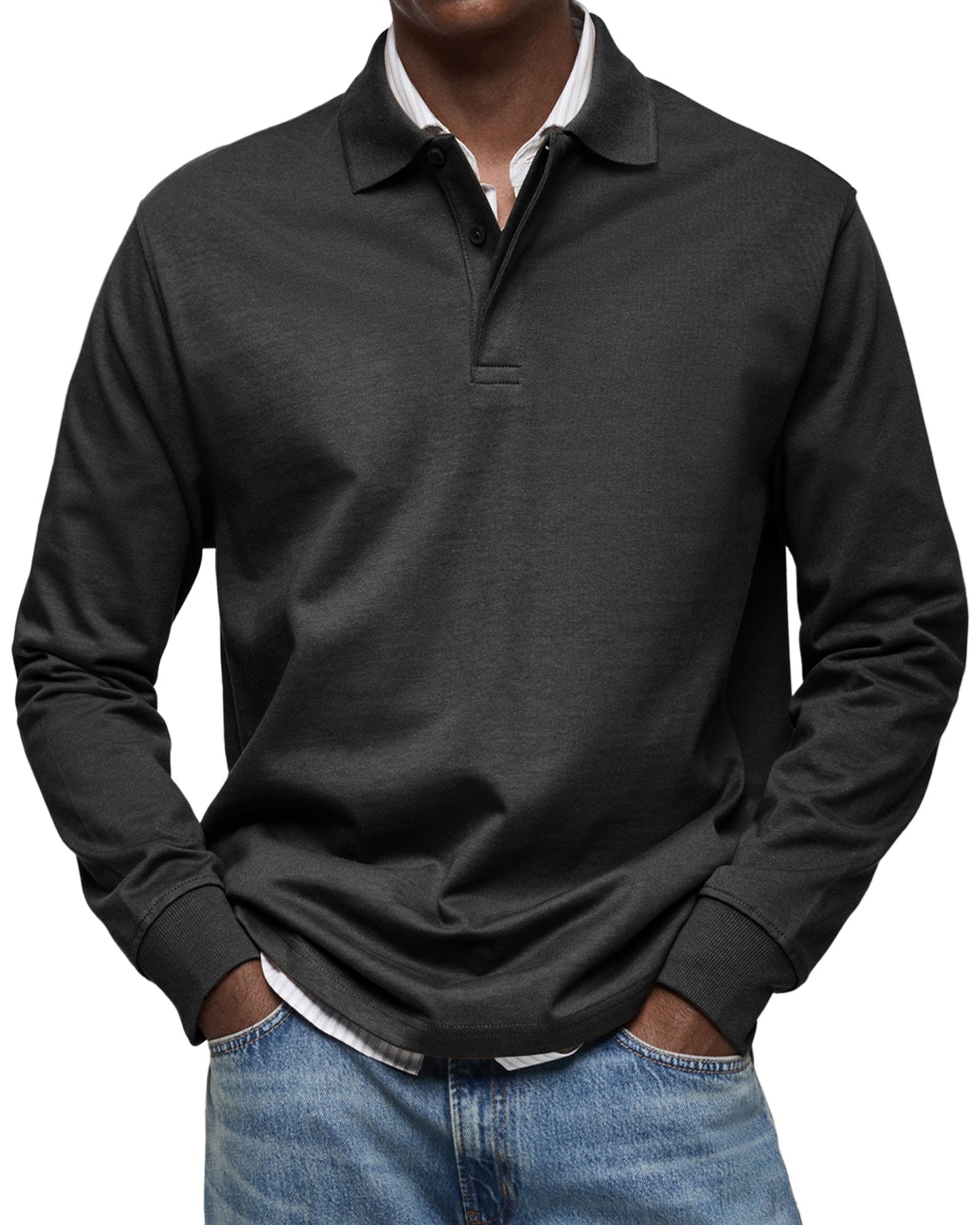 Mateo - Polo de hombre manga larga con cuello clásico