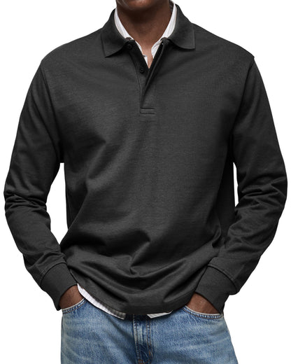Mateo - Polo de hombre manga larga con cuello clásico