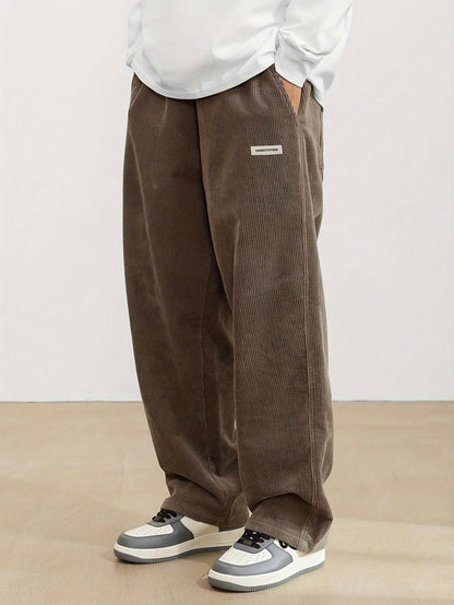 Leo - Pantalón ancho hombre pana casual streetwear