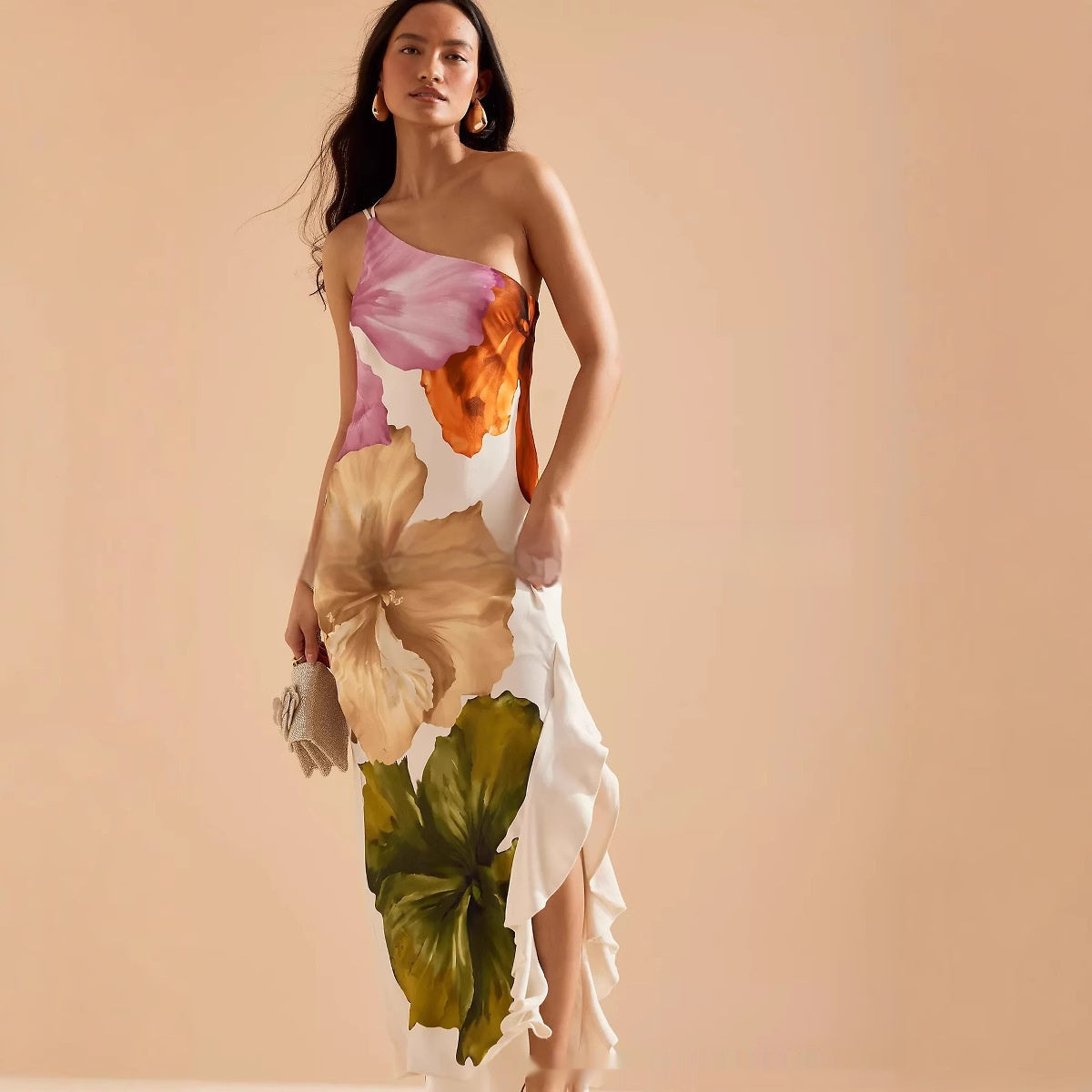 Bianca - Maxivestido floral de un hombro