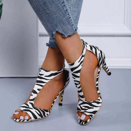 Vanessa - Elegantes sandalias de tacón con diseño recortado