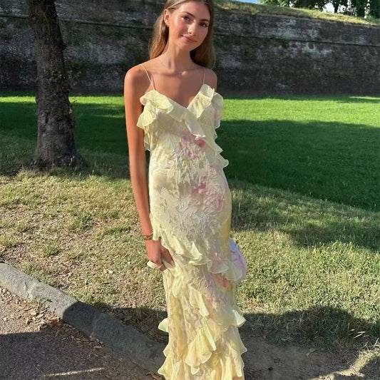 Aime - Maxivestido floral con volantes
