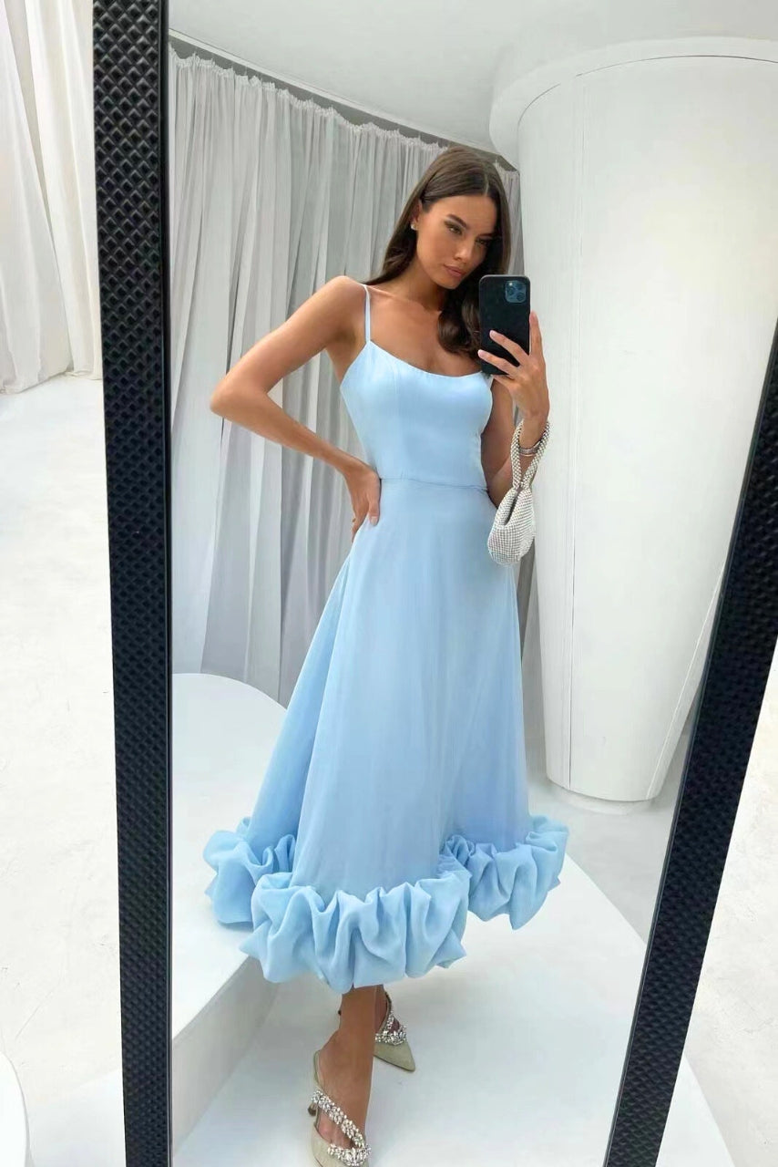 Isabella – Vestido de Fiesta con Tirantes y Volantes