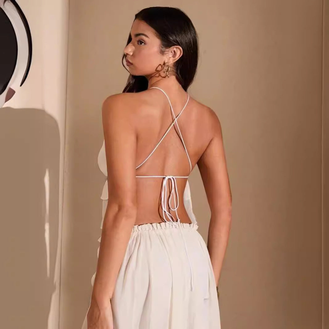 Renata - Conjunto blanco con top halter