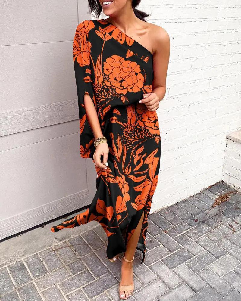 Regina - Vestido floral midi asimétrico