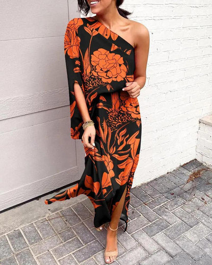 Regina - Vestido floral midi asimétrico