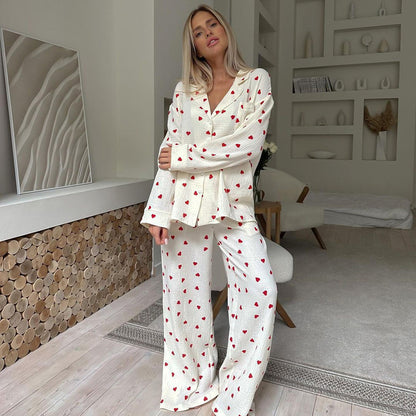 Amelie - Conjunto de pijama con estampado de corazones