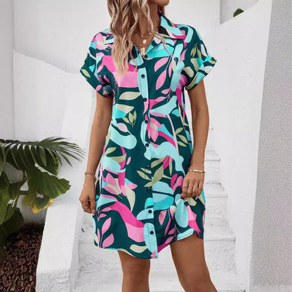 Alma - Vestido abotonado con estampado abstracto