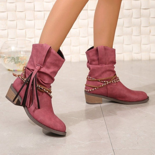 Noelia - Botines con borlas y tiras trenzadas