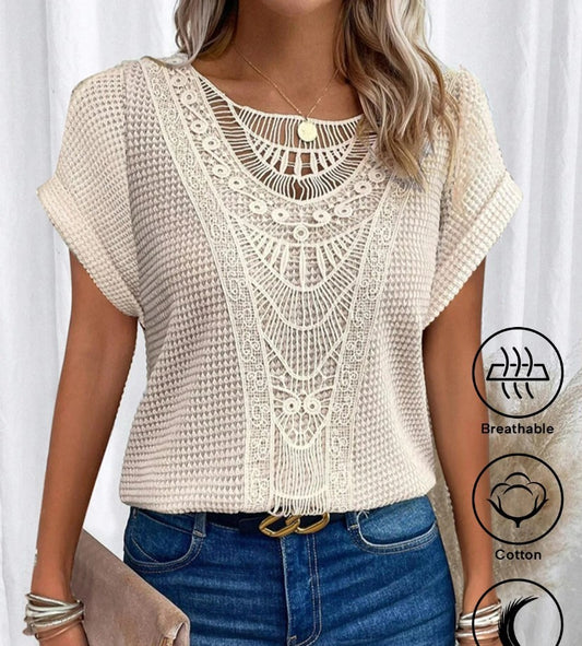 Mireya - Blusa de verano con paneles de ganchillo