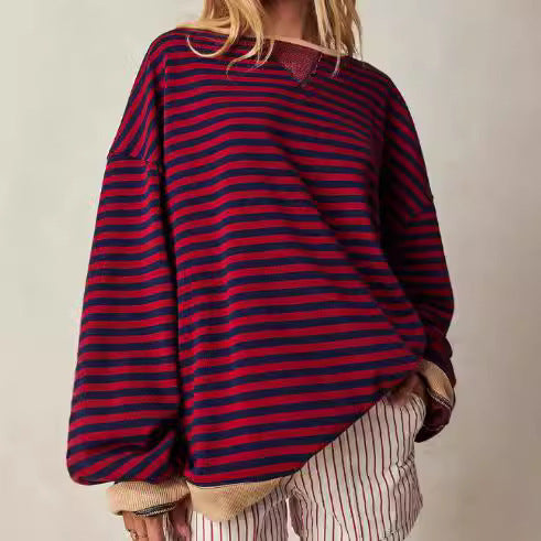 Astrid - Sudadera de rayas con ribete de contraste