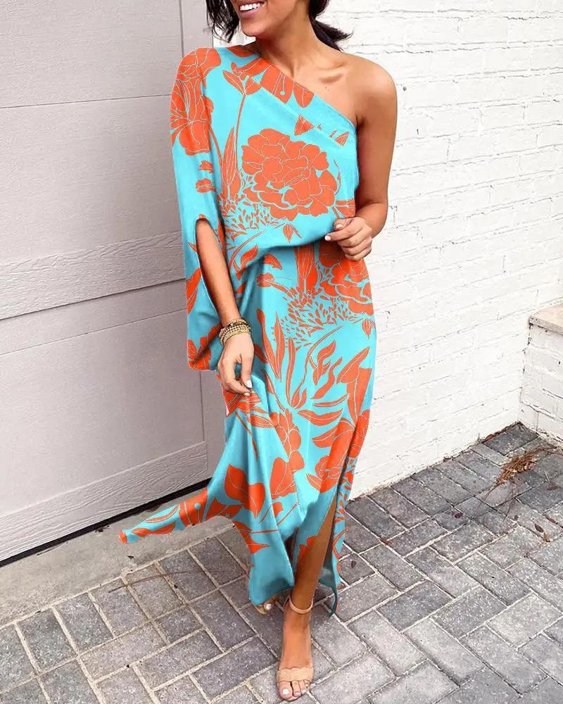 Regina - Vestido floral midi asimétrico