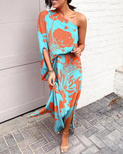 Regina - Vestido floral midi asimétrico
