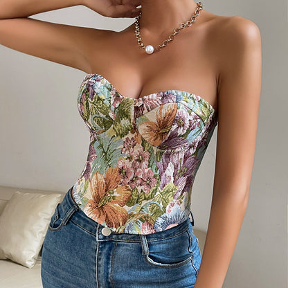 Camila - Blusa corset floral sin tirantes