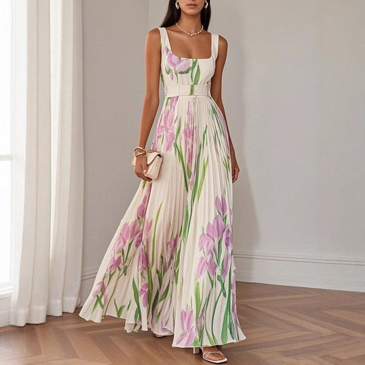 Liliana - Maxi Vestido Plisado Floral