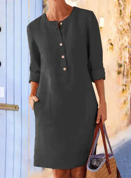 Paula - Vestido camisero de lino casual