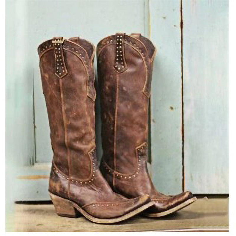 Esmeralda - Botas altas vaqueras envejecidas