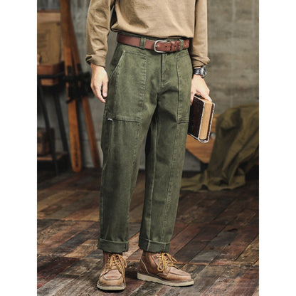 Antonio | Pantalones cargo rectos casuales para hombre en verde militar estilo retro