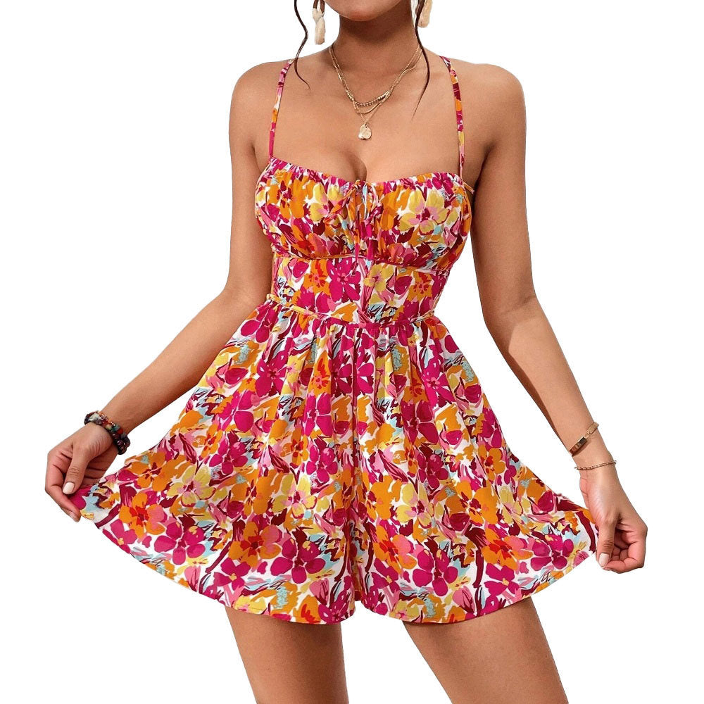 Ximena | Vestido corto de verano para mujer con estampado floral y lazada