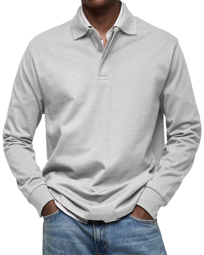 Mateo - Polo de hombre manga larga con cuello clásico