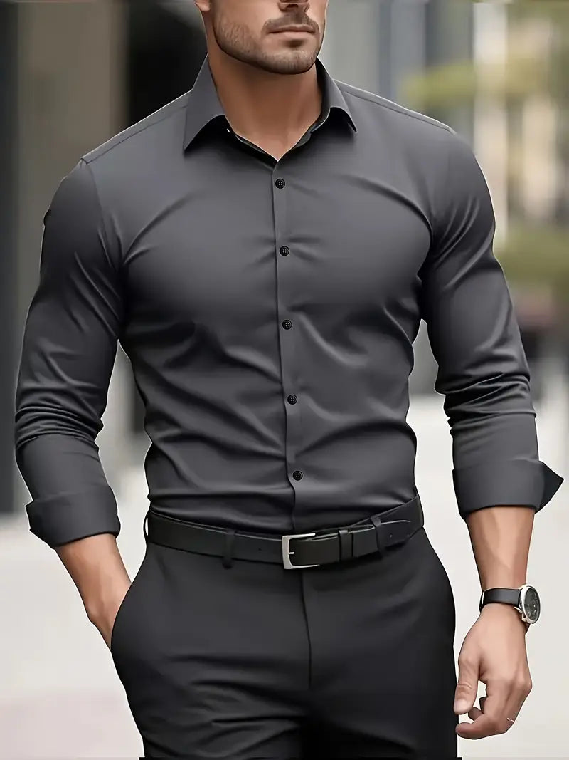 Gabriel - Camisa de hombre manga larga con corte slim fit