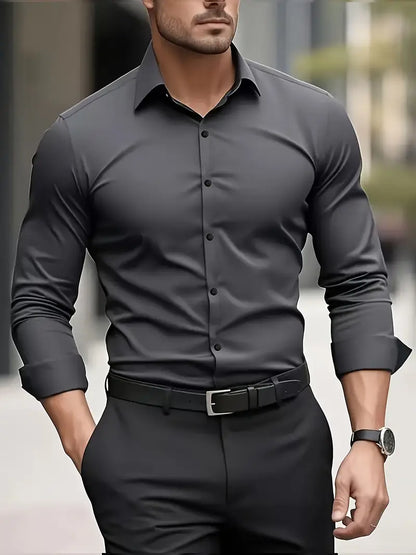 Gabriel - Camisa de hombre manga larga con corte slim fit