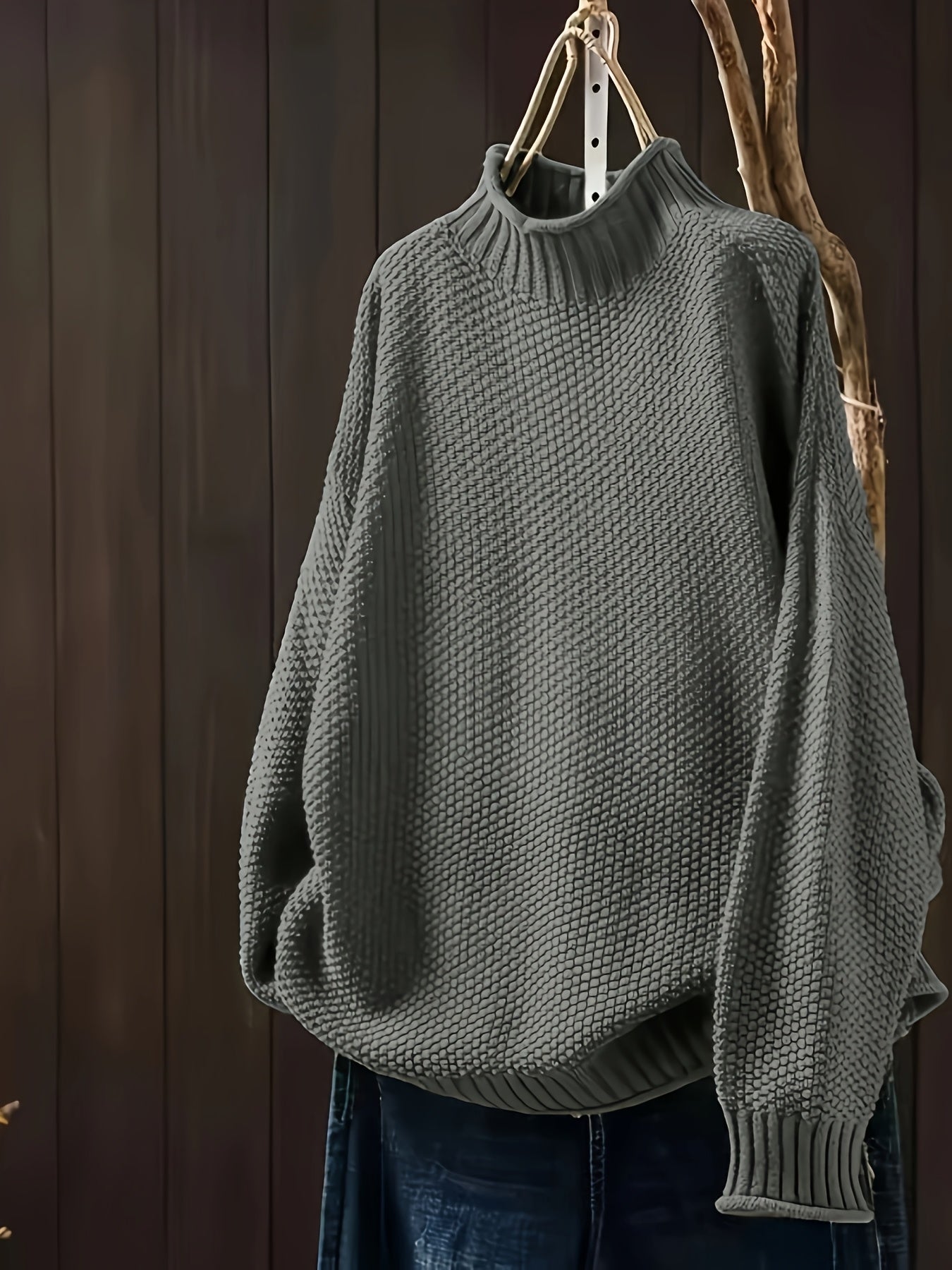 Isabela - Jersey mujer cuello alto tejido grueso casual