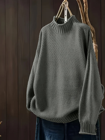 Isabela - Jersey mujer cuello alto tejido grueso casual