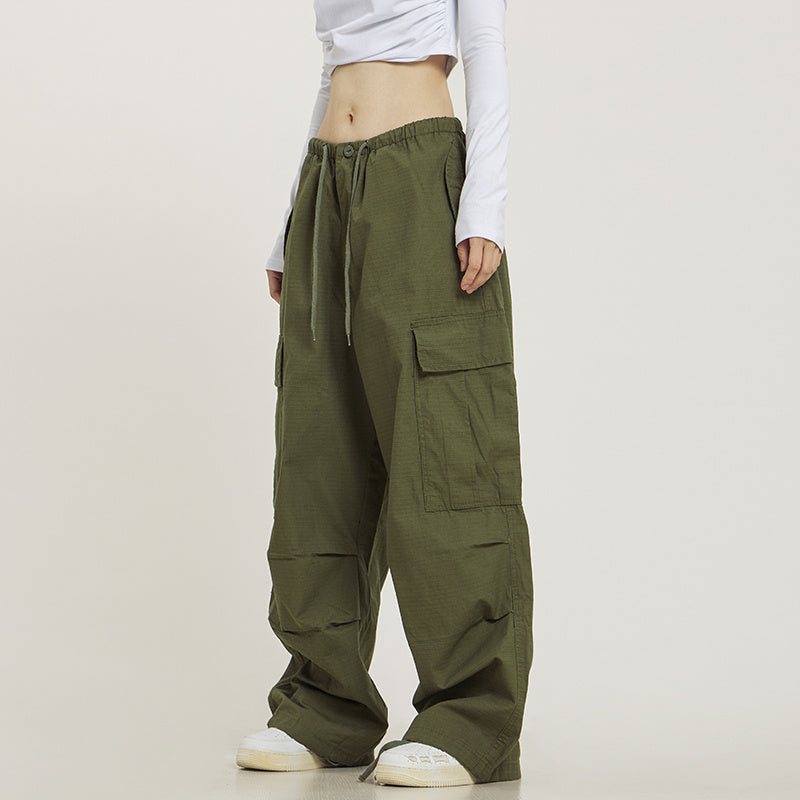 Diana | Pantalones cargo retro color caqui con múltiples bolsillos para hombre y mujer