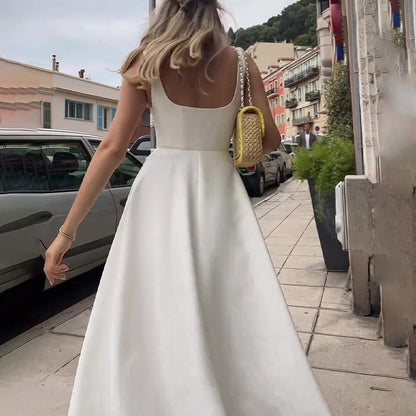 Raimunda | Vestido sin mangas de tirantes finos con escote cuadrado francés