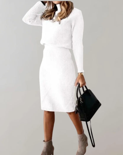 Clara – Conjunto de Falda y Pullover de Punto Canalé