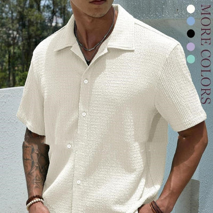 Cristian | Men's camisa casual de manga corta y color sólido para hombre