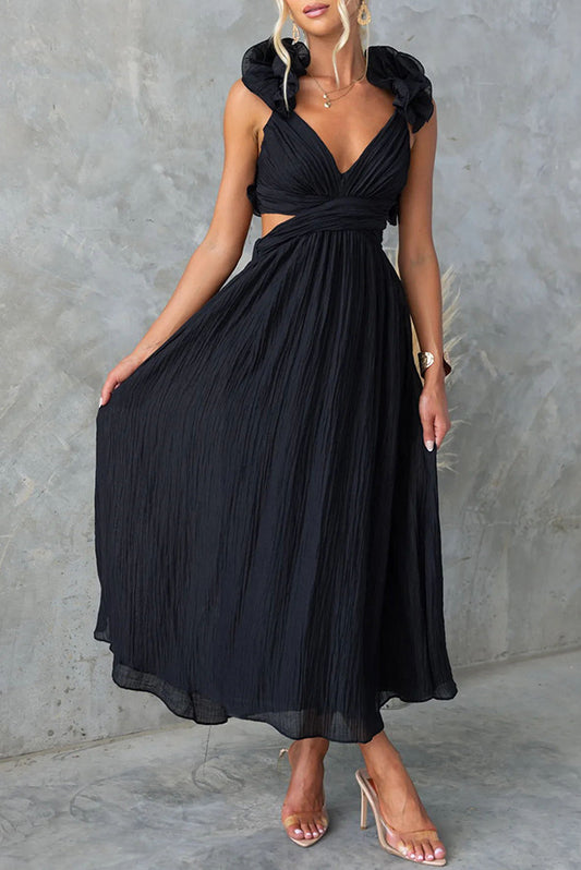 Rona - Vestido midi con volantes en los hombros