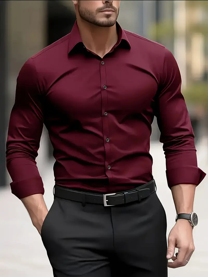 Gabriel - Camisa de hombre manga larga con corte slim fit