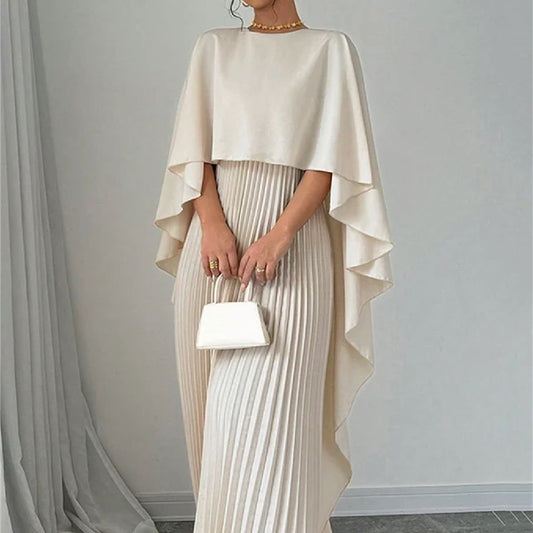 Melina - Maxi vestido con capa plisada