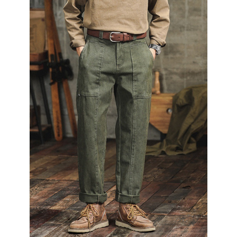 Antonio | Pantalones cargo rectos casuales para hombre en verde militar estilo retro