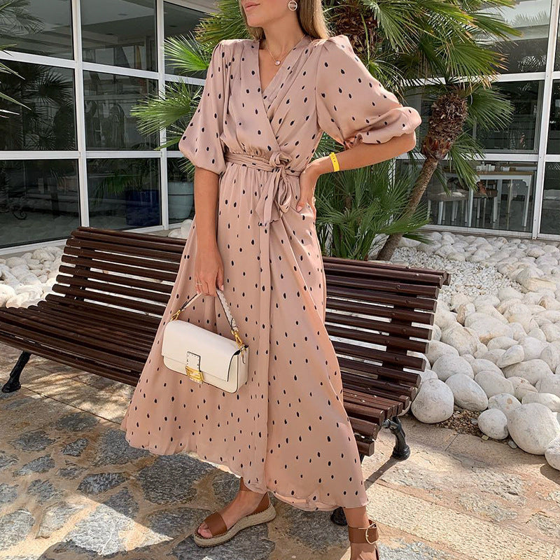 Dalia - Vestido midi con cinturón de lunares