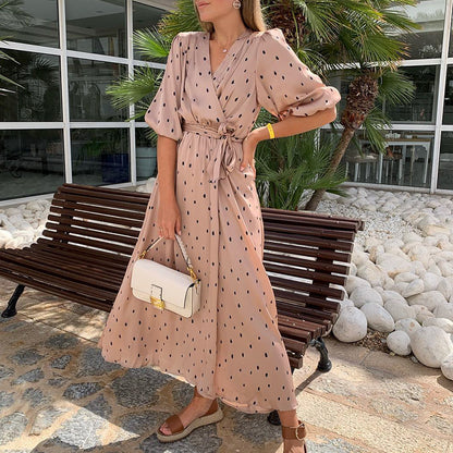 Dalia - Vestido midi con cinturón de lunares