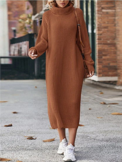 Sofía - Vestido de punto largo cuello alto mujer