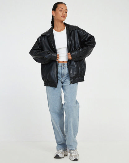 Camila - Chaqueta mujer oversize de cuero sintético