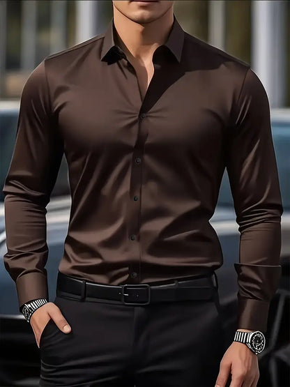 Gabriel - Camisa de hombre manga larga con corte slim fit