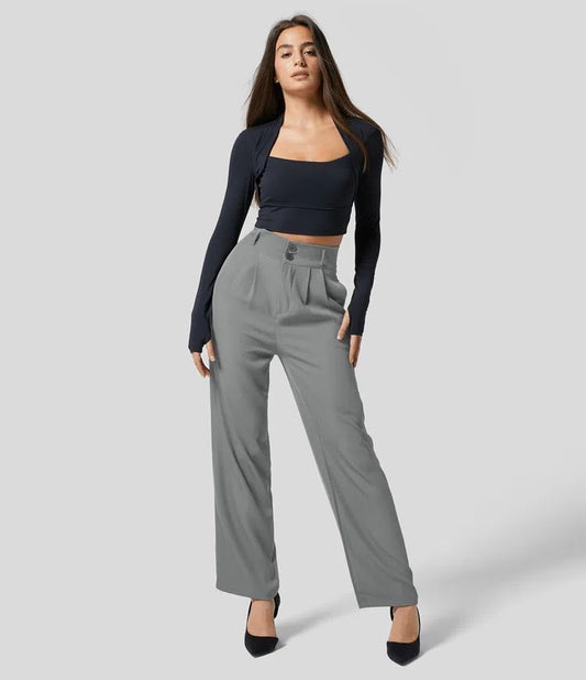 Clara - Pantalón plisado de talle alto