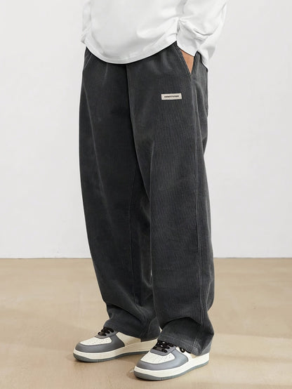 Leo - Pantalón ancho hombre pana casual streetwear