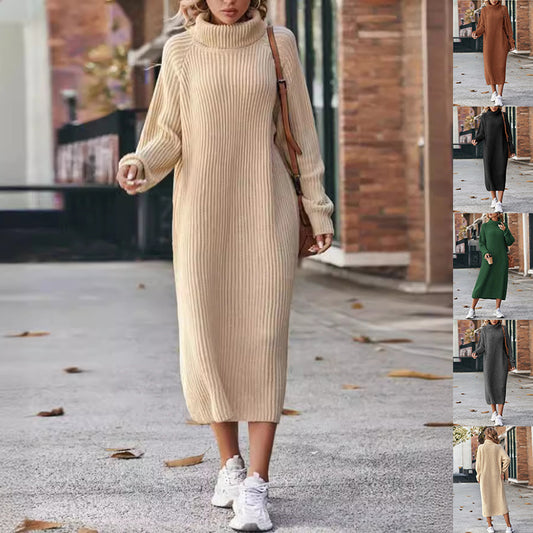 Sofía - Vestido de punto largo cuello alto mujer