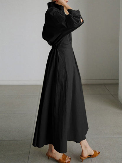 Elena - Vestido camisero largo mujer manga
