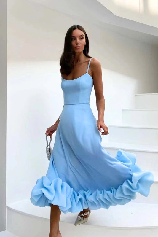 Isabella – Vestido de Fiesta con Tirantes y Volantes