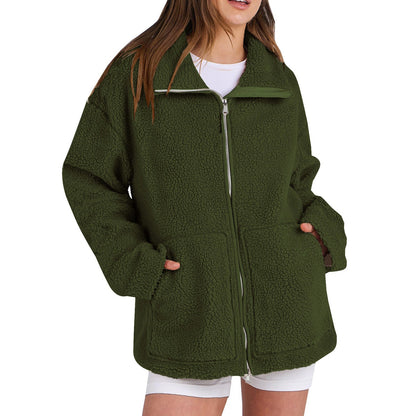 Nora – Chaqueta de mujer Lana de cordero Teddy con cremallera