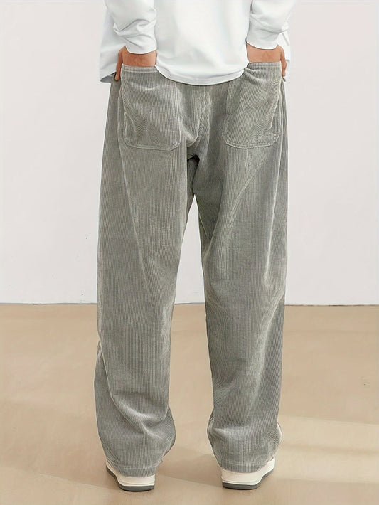 Leo - Pantalón ancho hombre pana casual streetwear