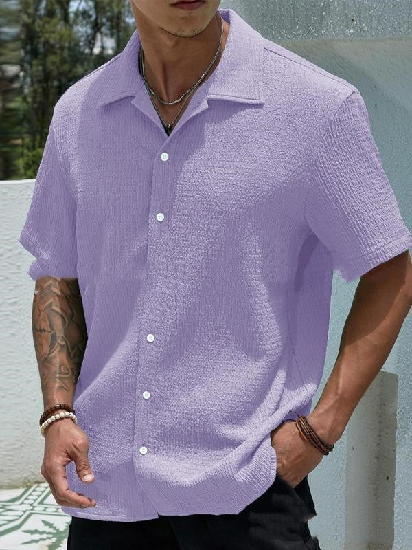 Cristian | Men's camisa casual de manga corta y color sólido para hombre