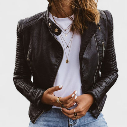 Valeria - Chaqueta de mujer de cuero sintético con cremallera